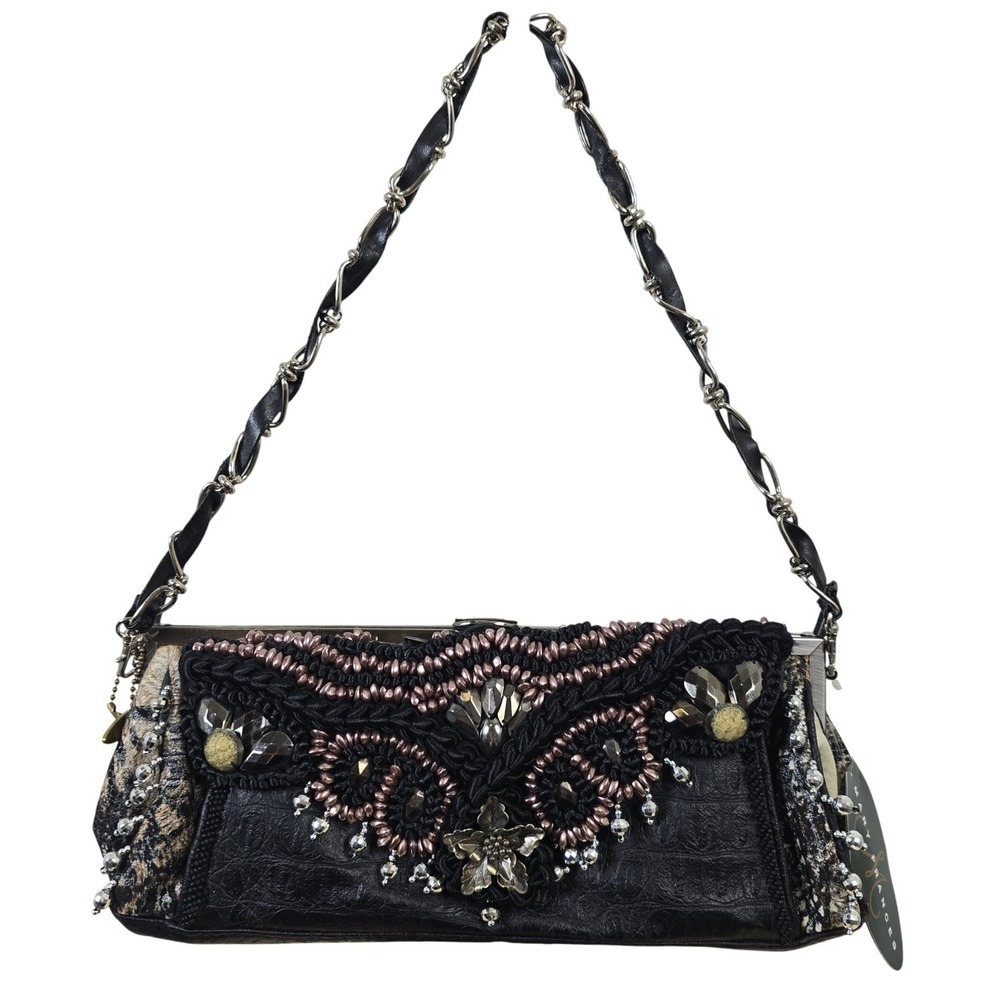Mary Frances Upbeat Beaded Animal Print Shoulder Bag Clutch BAG 1436 NWT